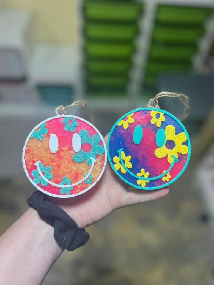Floral Smiley Car Freshie