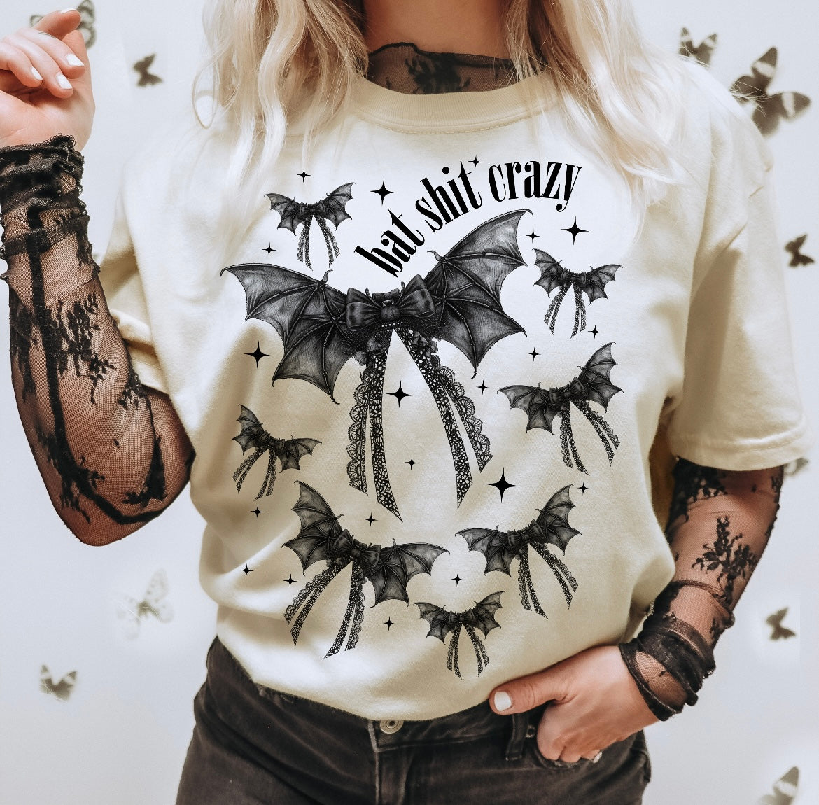 Bat Shit Crazy Bat Bow Graphic Shirt