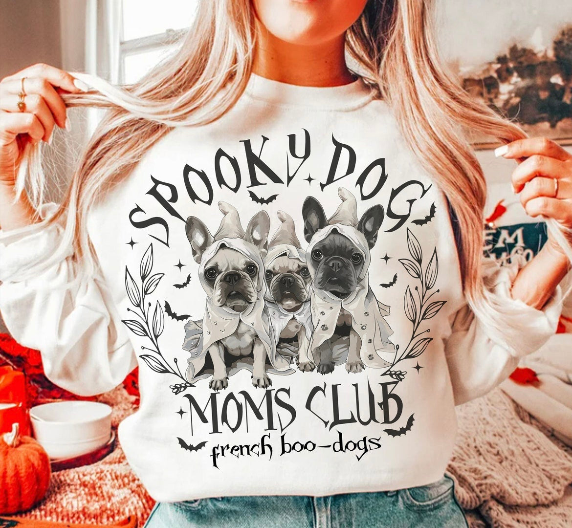 Spooky dog mom club French boo-dogs graphic shirt