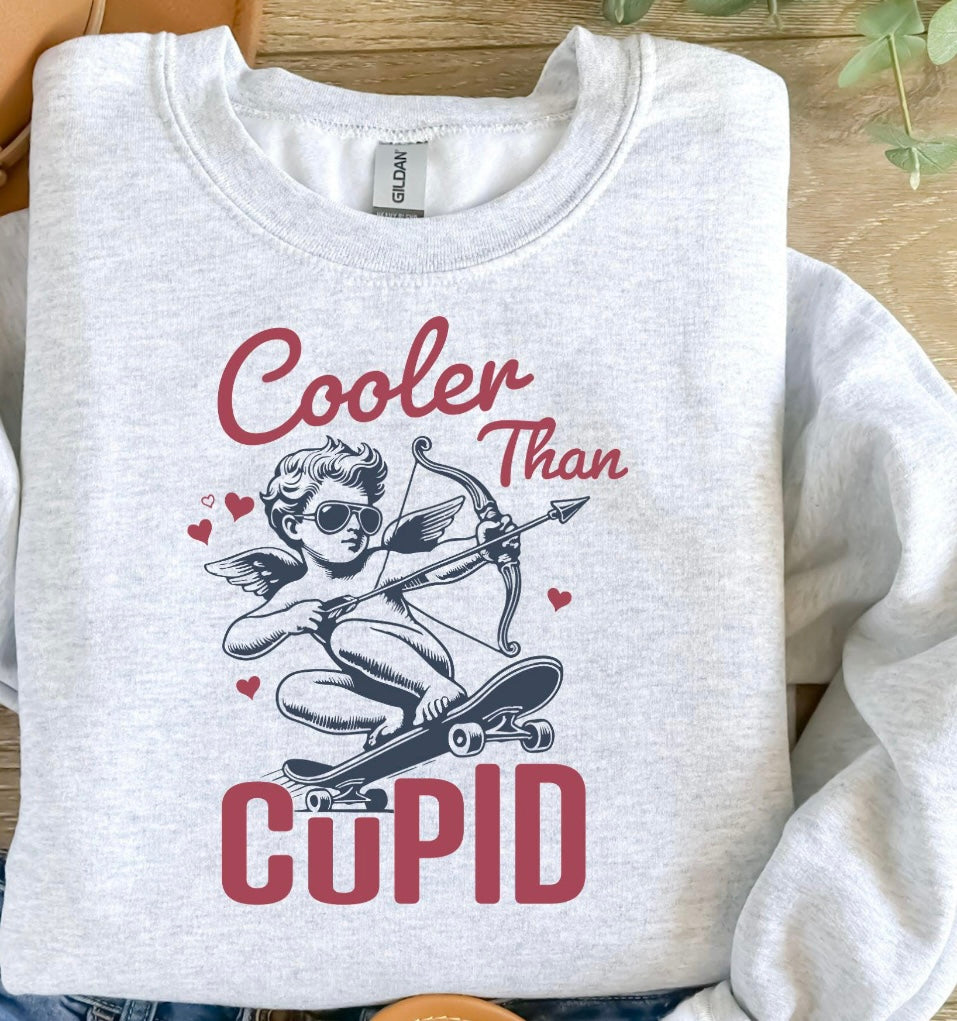 Cooler than cupid. Valentines. Graphic shirt.