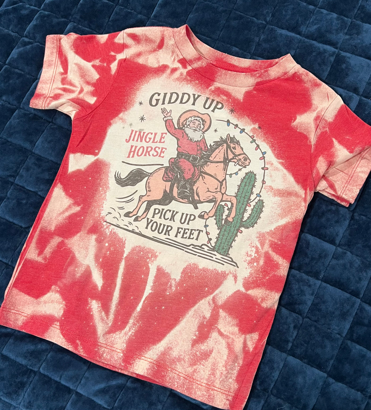 Giddy up jingle horse pickup your feet bleached graphic shirt