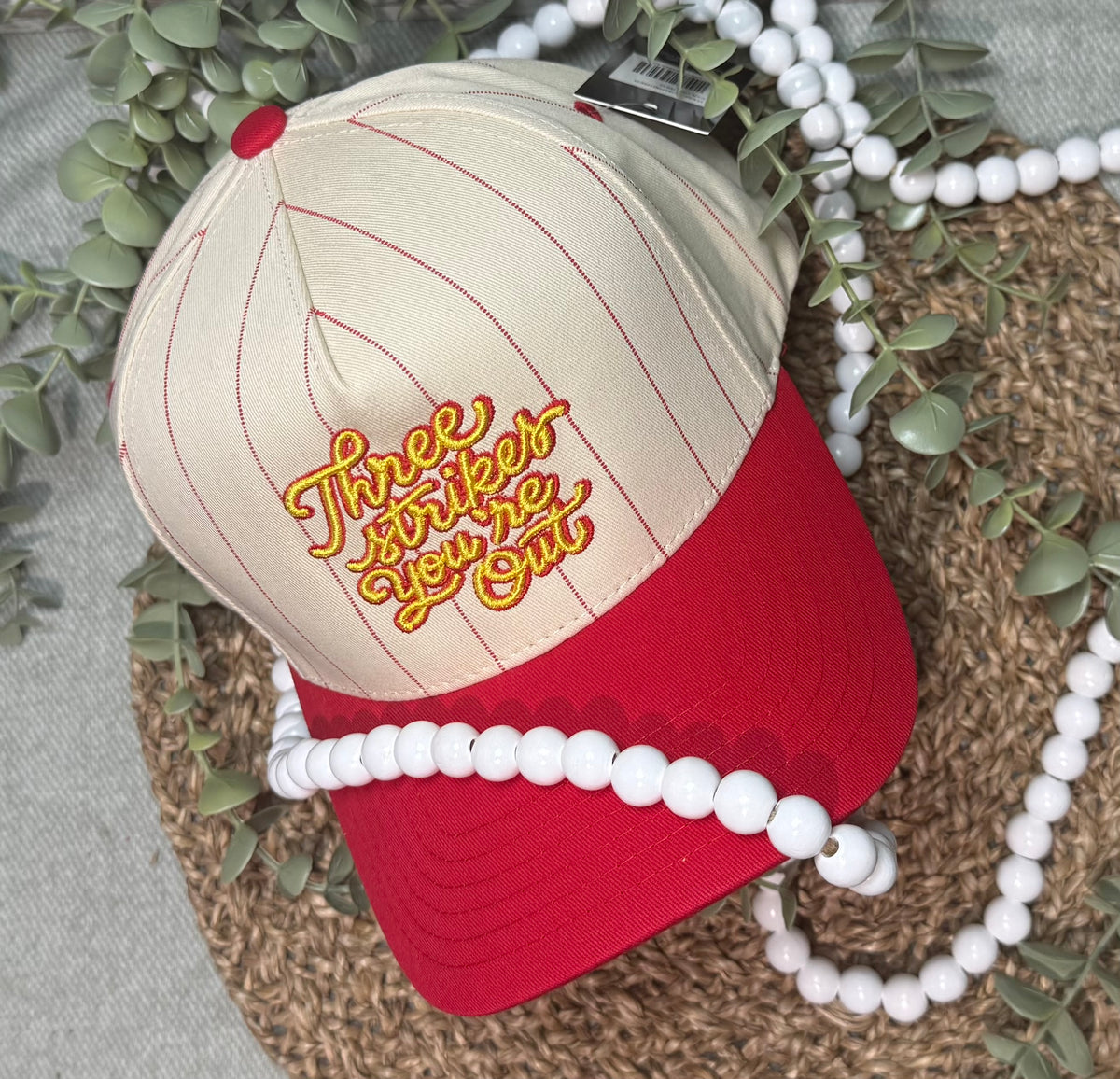 Three Strikes You’re Out Baseball Softball Puff Embroidered Structured Hat