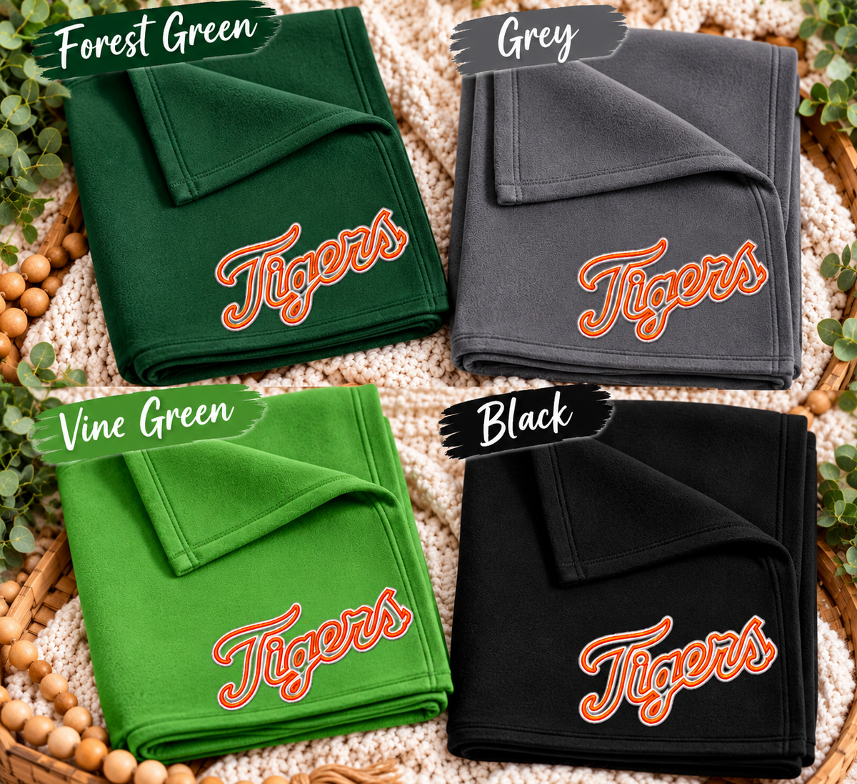 Tigers Embroidered Blanket