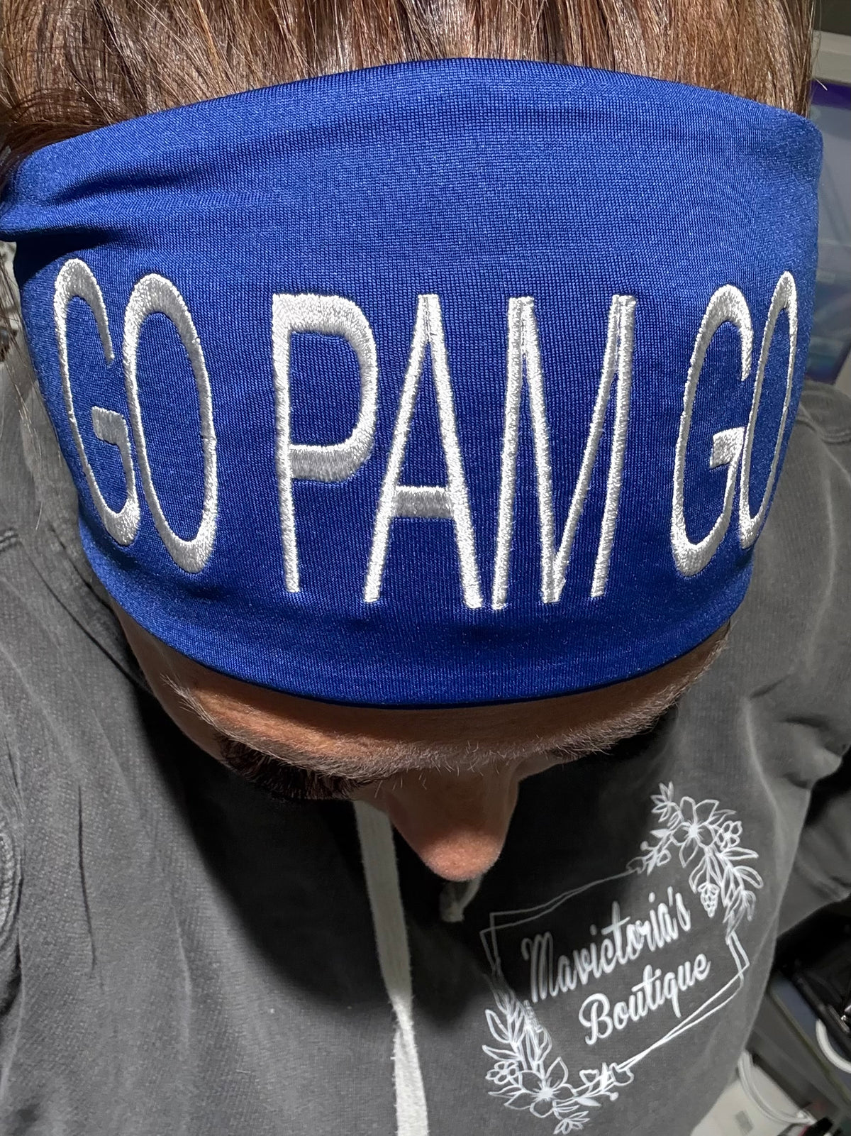 Custom wide head band embroidered