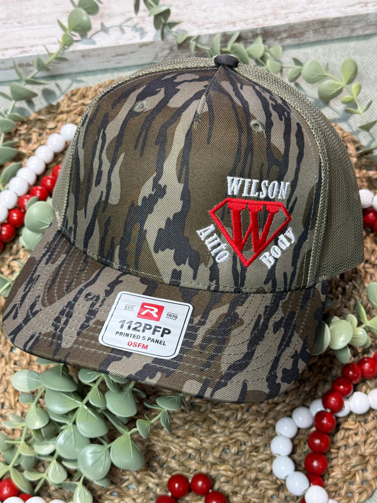 Wilson Auto Body Richardson 112PFP Mossy Oak Bottomlands SnapBack Cap