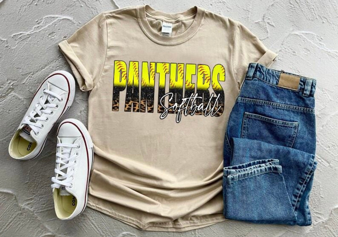 Panthers Leopard Softball Graphic Shirt