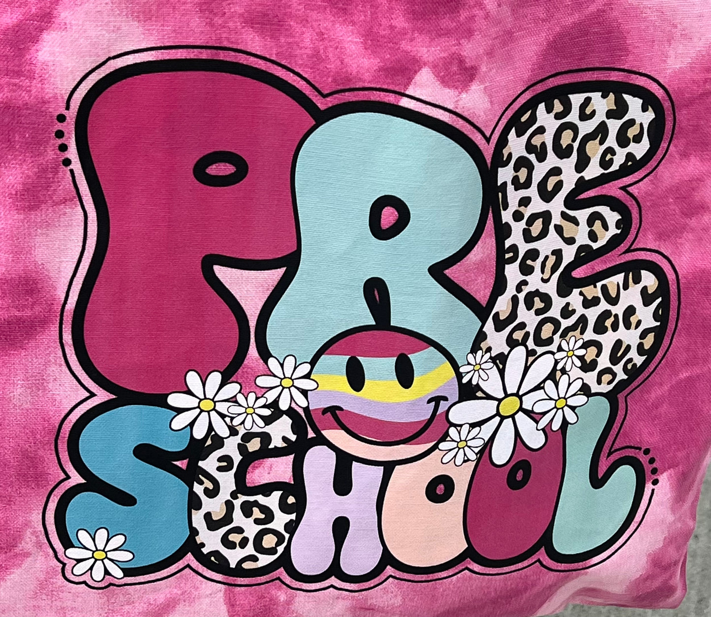 Pink tie dye hippie retro school tote