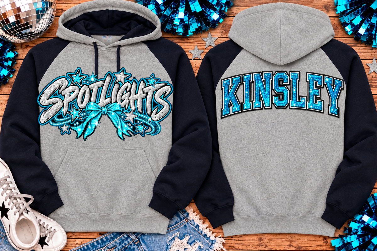 Shea Dances Spotlights Faux Glitter Graphic Raglan Hoodie