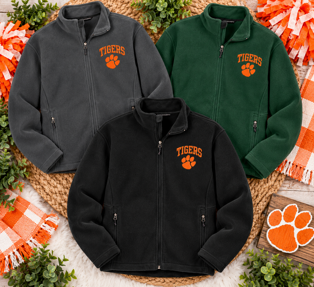 Tigers Embroidered Fleece Jacket