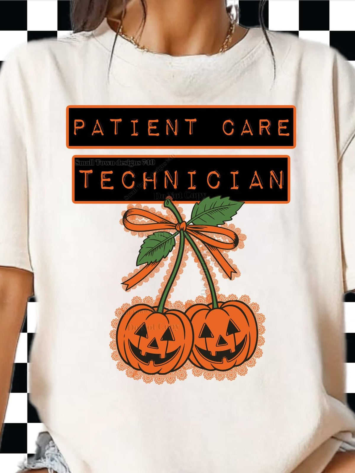 Occupation Faux Lace Cherry Pumpkins Halloween Graphic Shirt