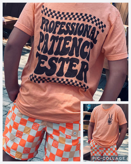 Professional patience tester. Graphic shirt.