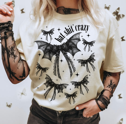 Bat Shit Crazy Bat Bow Graphic Shirt