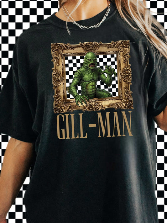 Gill-Man checkered frame horror graphic shirt