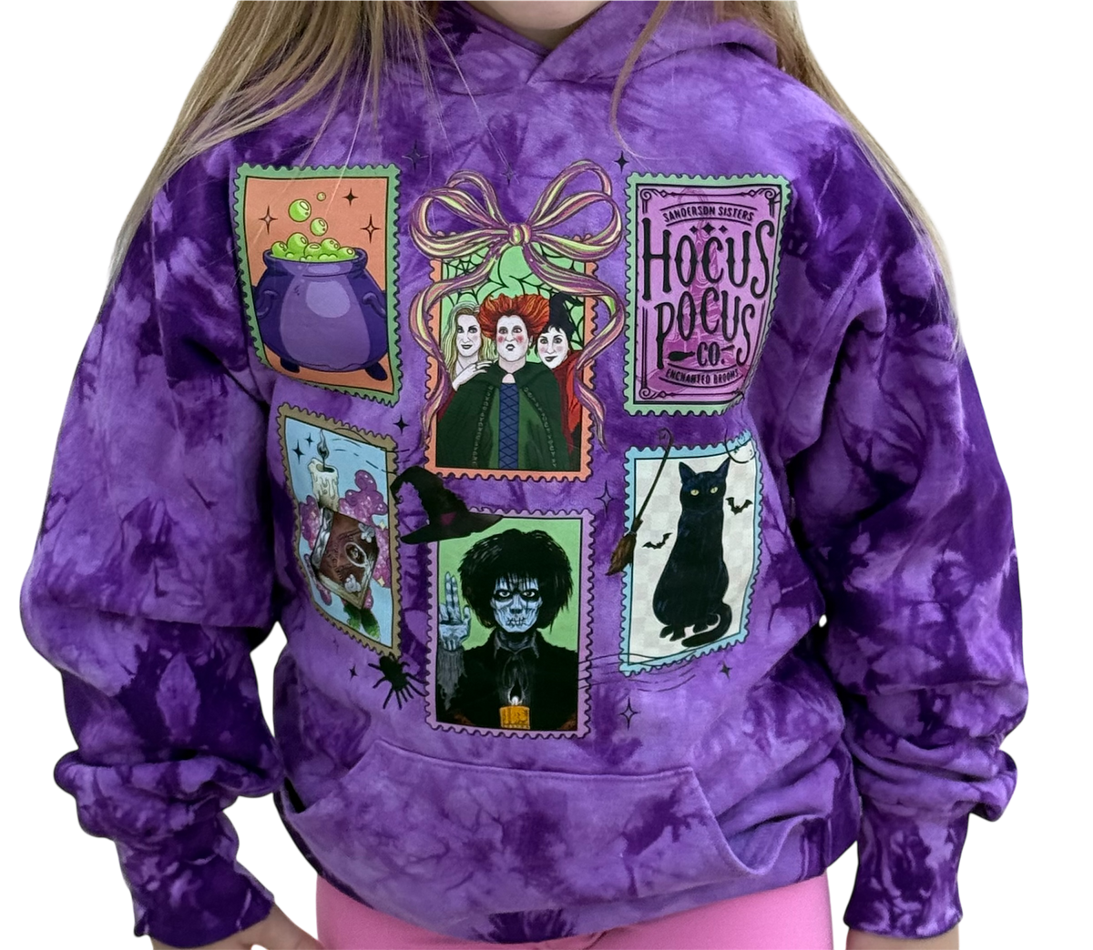 Adult medium purple tie dye Hocus Pocus hoodie