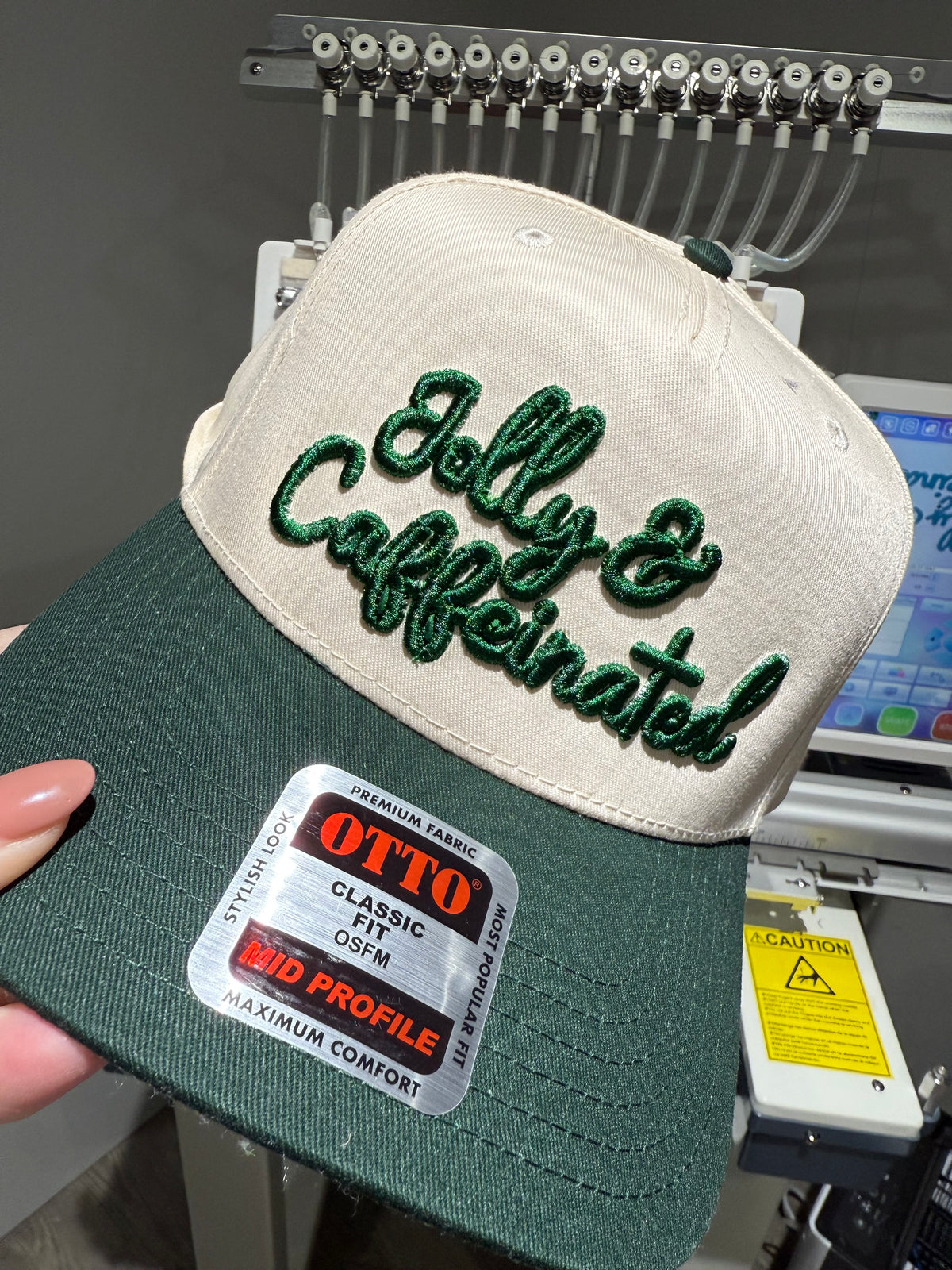 Jolly & Caffeinated puff embroidered Otto hat