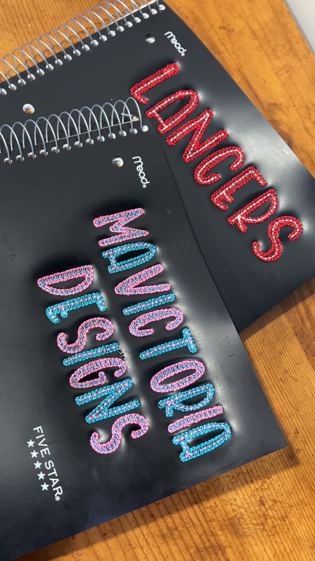 Custom embroidered notebooks