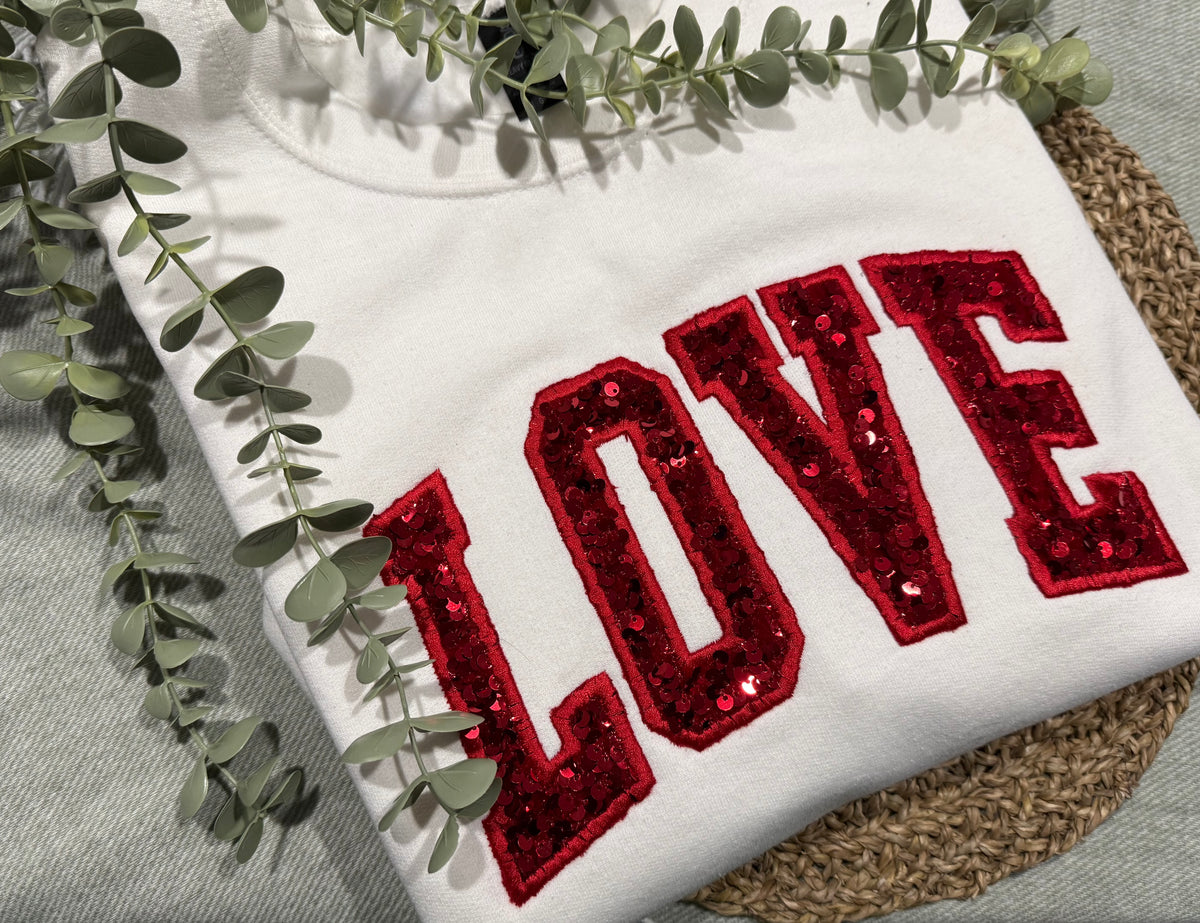 Love Sequin Embroidered Shirt