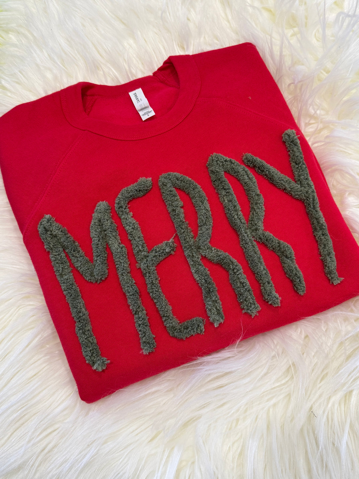Merry green chenille yarn embroidered shirt