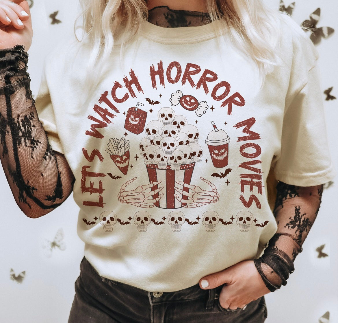 Let’s watch horror movies graphic shirt