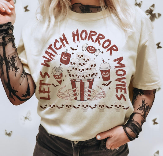 Let’s watch horror movies graphic shirt