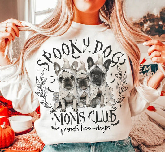 Spooky dog mom club French boo-dogs graphic shirt