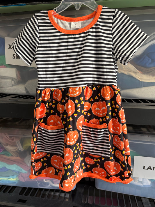 Halloween stripped pumpkin dress