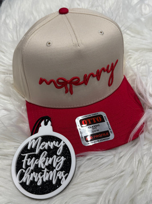 Merry puff embroidered hat