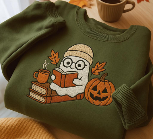 Ghost Reading Embroidered Shirt