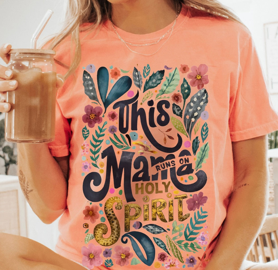 This mama runs on Holy Spirit Graphic Shirt