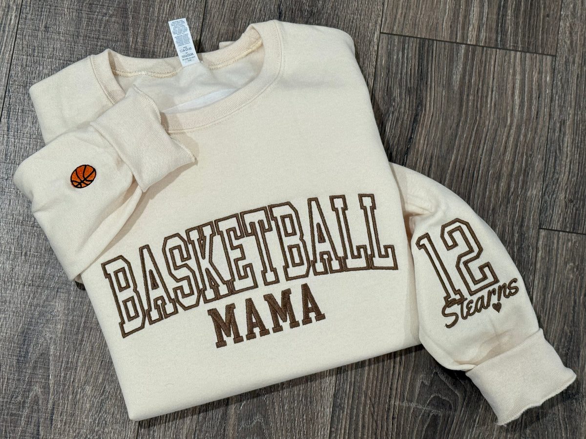 Basketball CUSTOM NAME Embroidered Crew Sweatshirt
