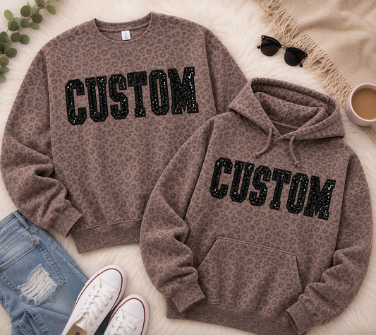 CUSTOM Vintage Leopard Heavyweight Oversized Embroidered Crew Sweatshirt