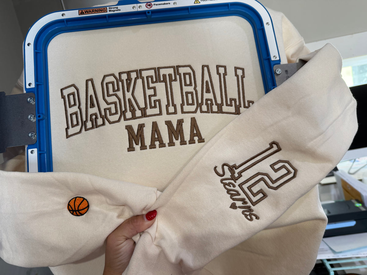 Basketball CUSTOM NAME Embroidered Crew Sweatshirt
