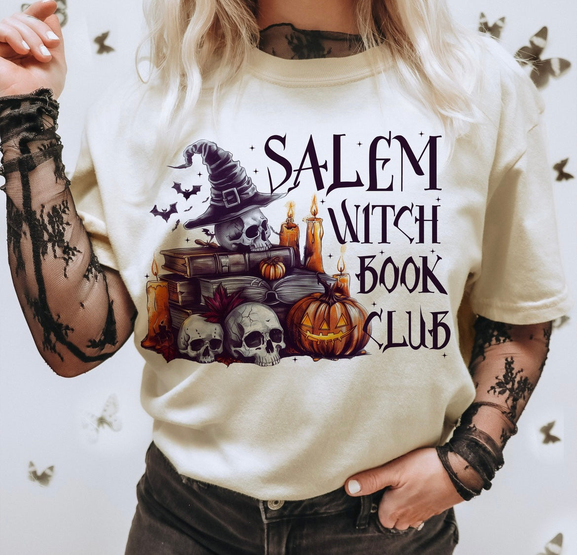Salem witch book club graphic shirt