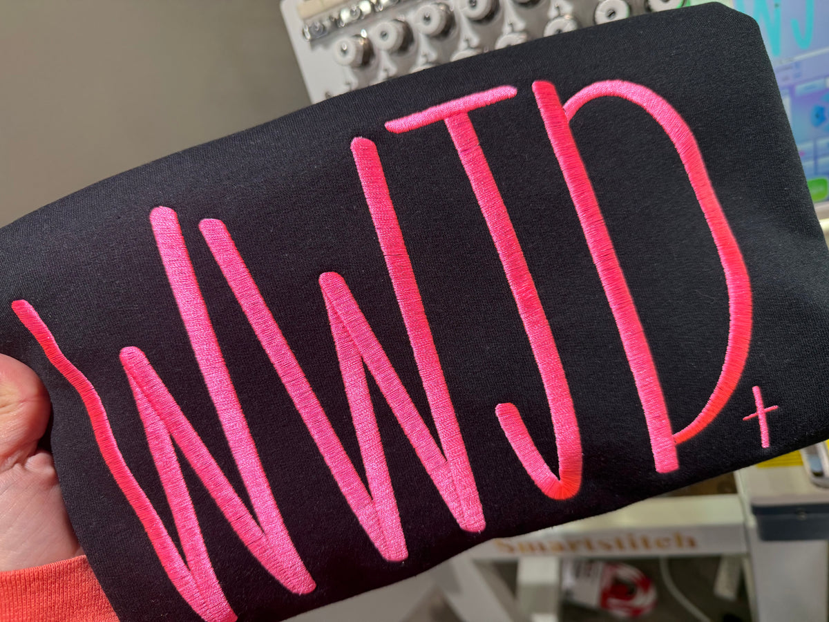 WWJD what would Jesus do embroidered shirt