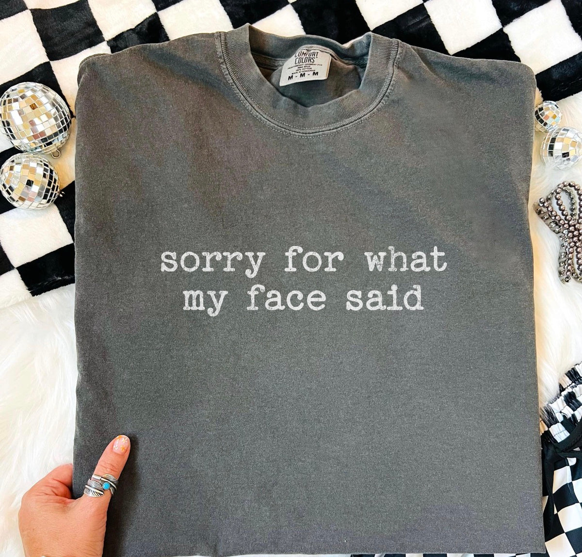 Sorry for what my face said embroidered shirt