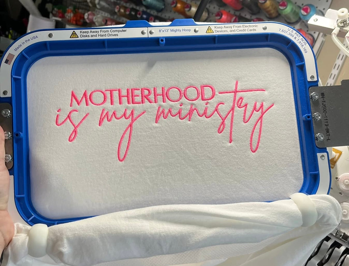 Motherhood is my ministry Embroidered Shirt