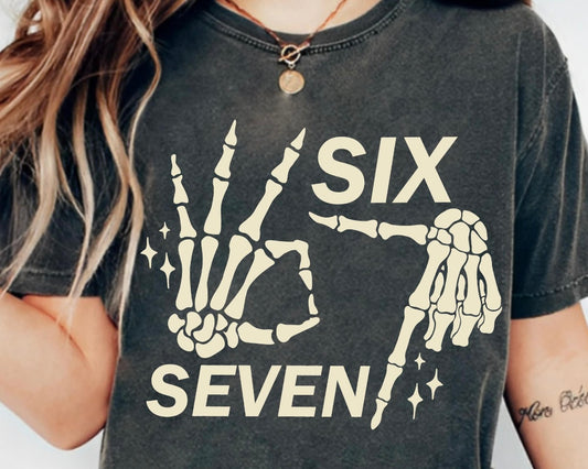 KIDS 6 7 skellie hands Halloween graphic shirt