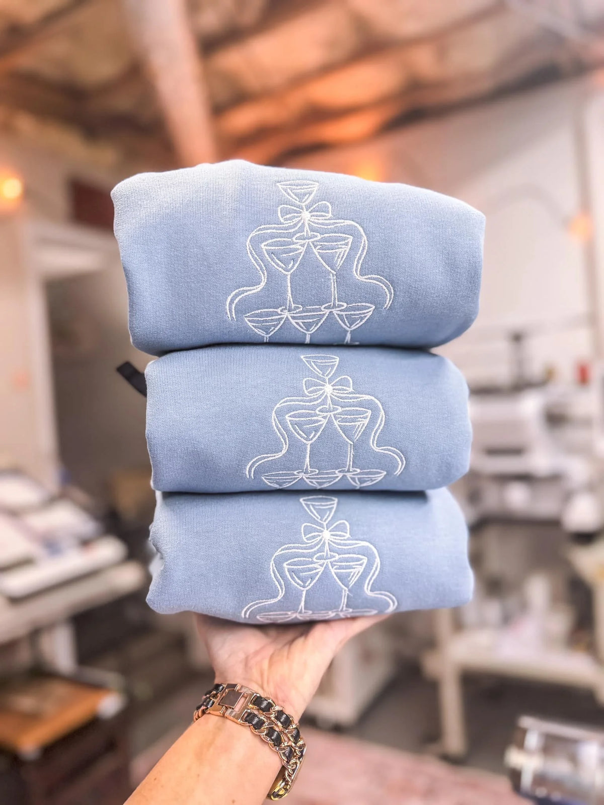 Champagne Tower embroidered shirt