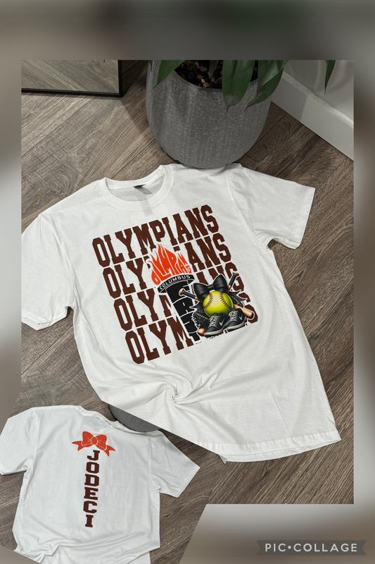 Olympians Softball graphic shirt with custom back