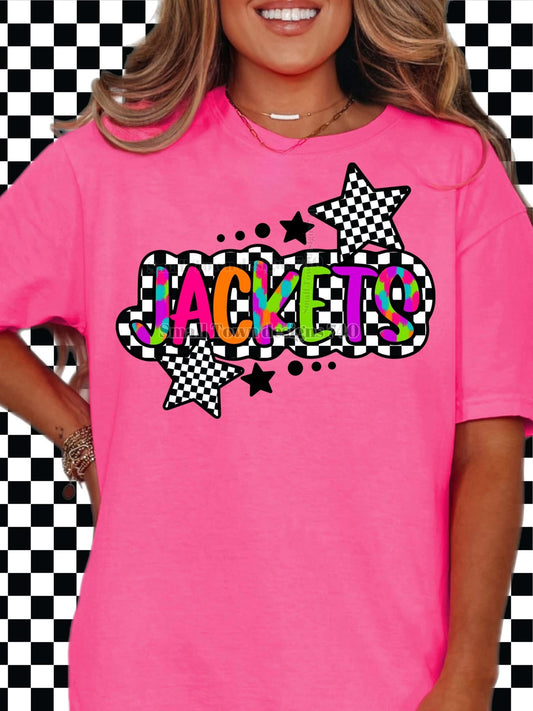 Jackets neon checkered graphic shirt