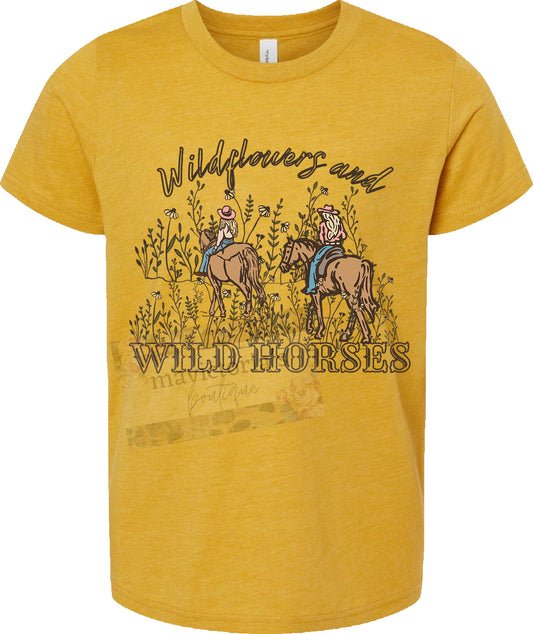 Wildflowers and wild horses graphic shirt