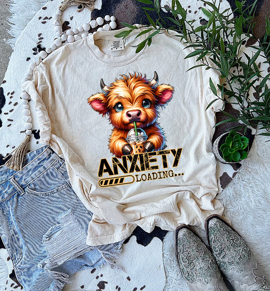 Anxiety loading cow graphic shirt