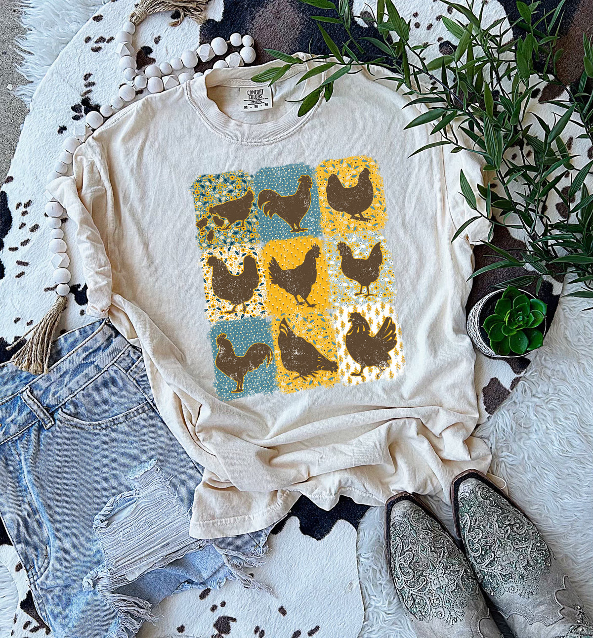 Chicken pattern graphic shirt