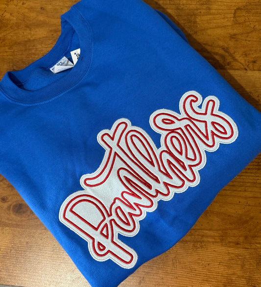 Panthers White Glitter Appliqué Sweatshirt