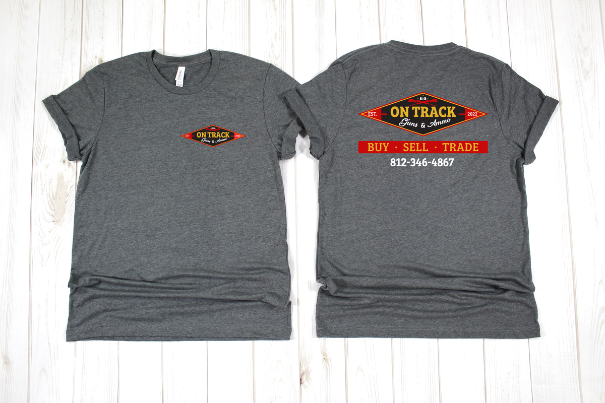 On Track Guns & Ammo Adult Shirts FOUR COLORS