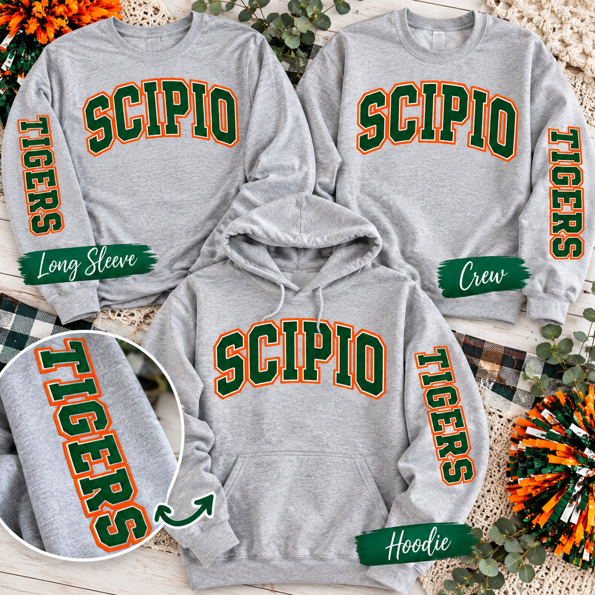 Scipio Tigers Varsity Sleeve Graphic Shirt