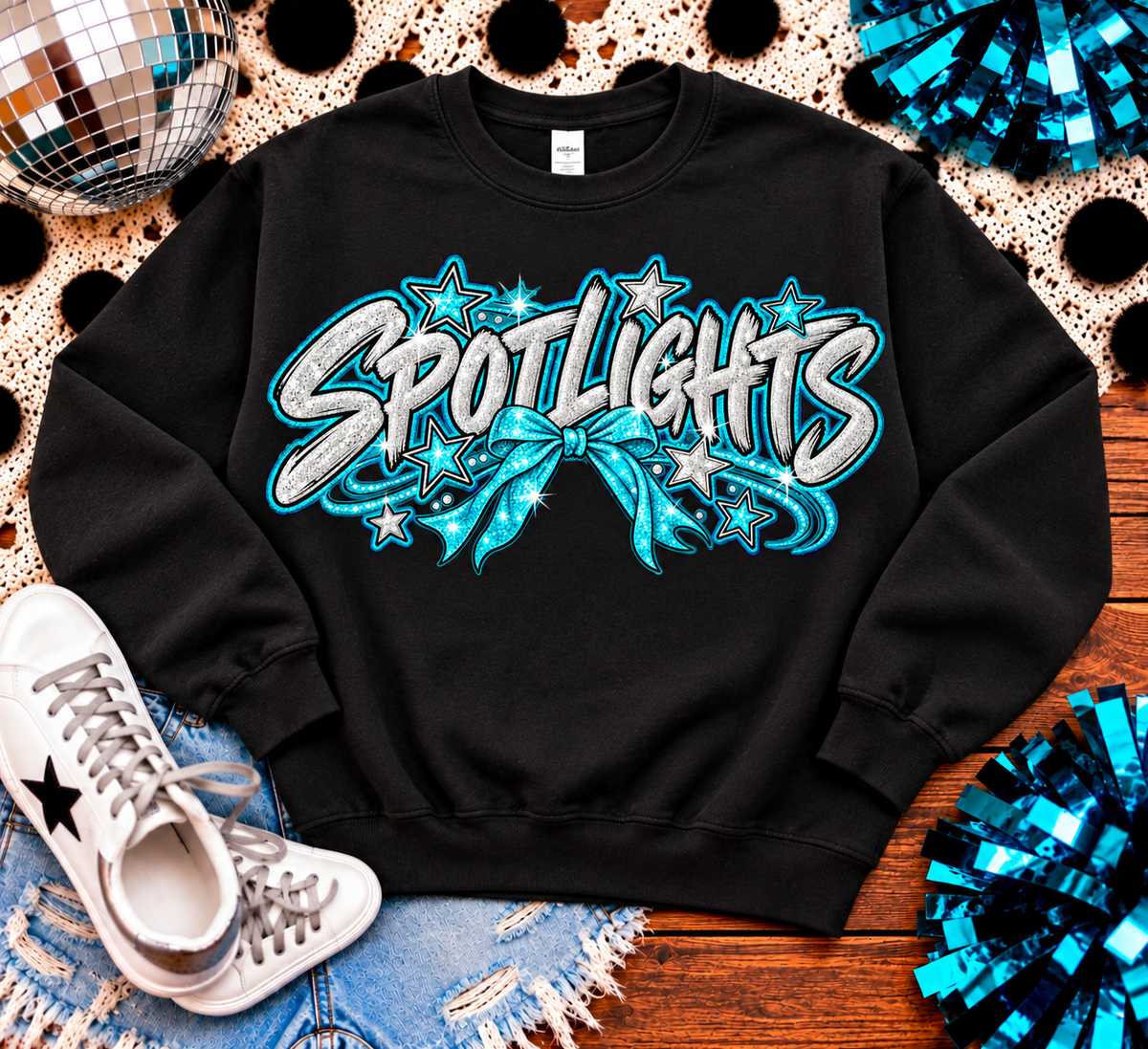 Spotlights Faux Glitter Graphic Shirt