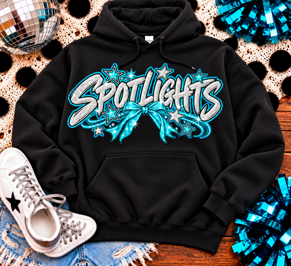 Spotlights Faux Glitter Graphic Shirt