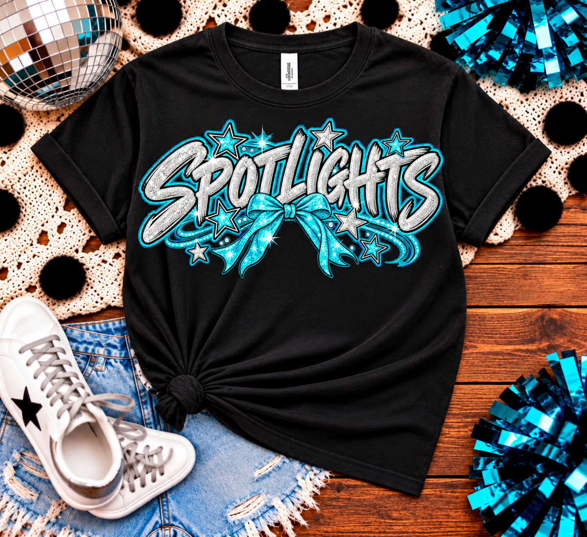 Spotlights Faux Glitter Graphic Shirt