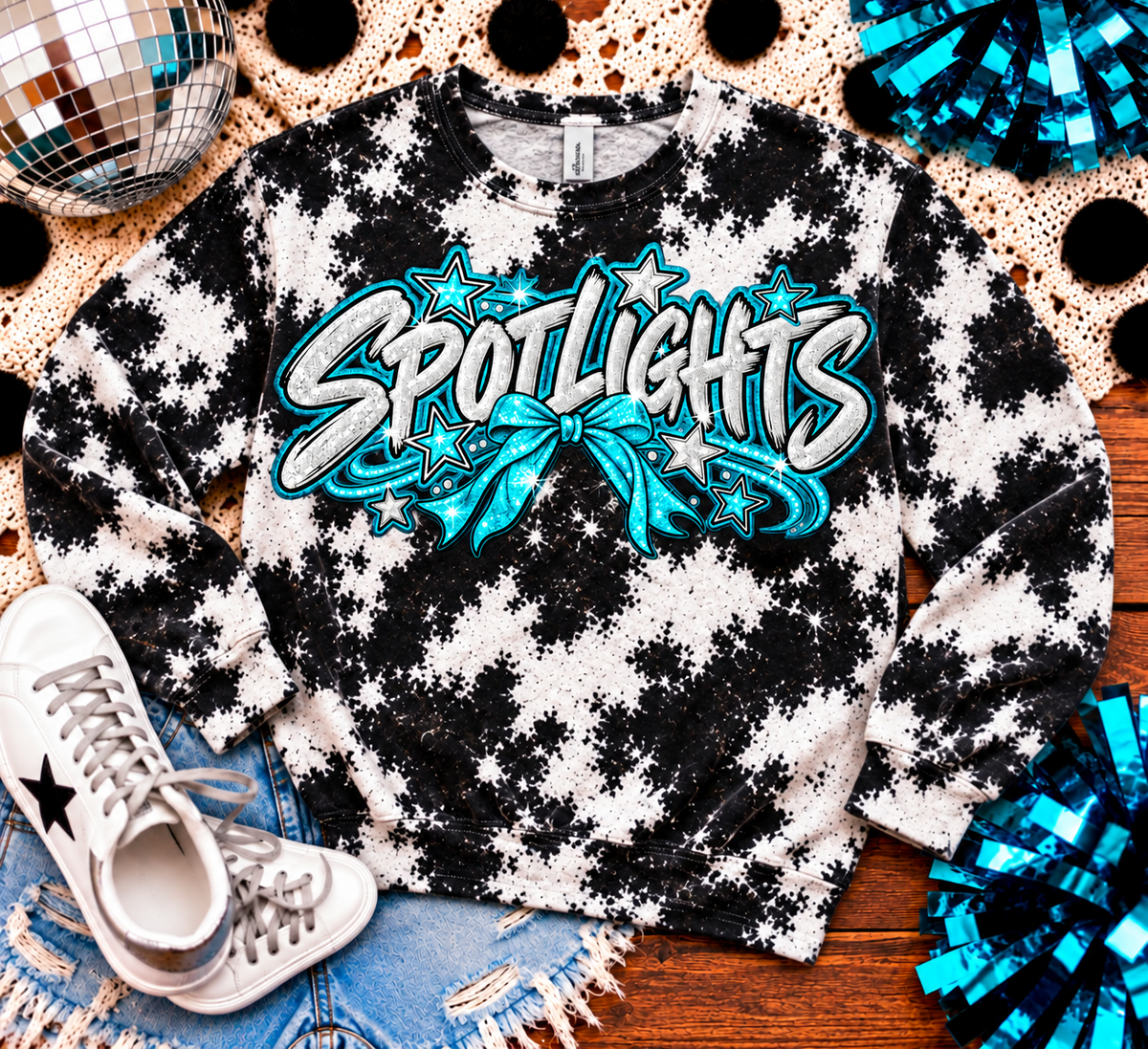 Spotlights Faux Glitter Graphic Shirt